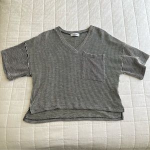 Carly Jean Los Angeles Black and White Stripe Top